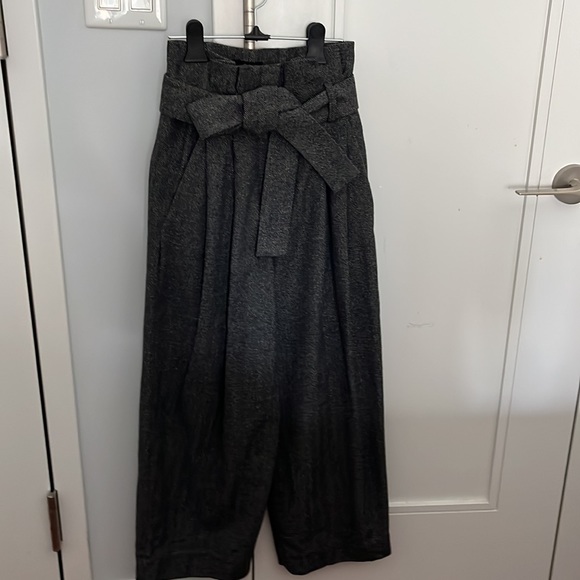 COS gray wool paper bag high waist wide leg pants, size 2 - Picture 1 of 4